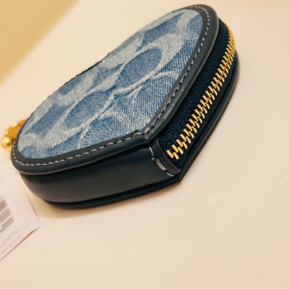 Coach Denim Blue Heart Keychain/ Bag Charm/ Wallet - Picture 5 of 15